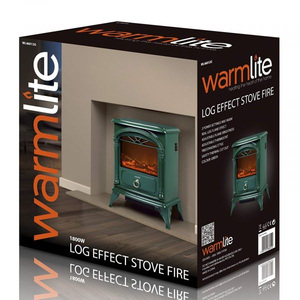 Warmlite 1800W Log Effect Sove Fire Green