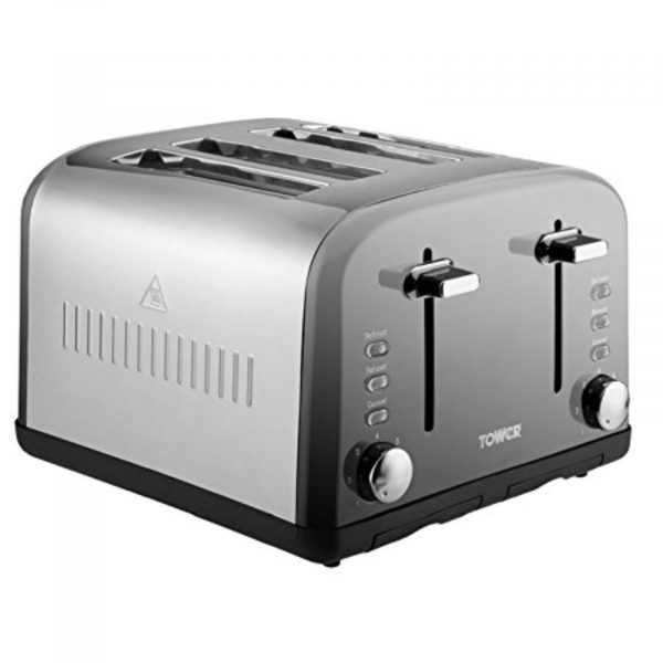 Tower T20015 4 Slice Toaster – Stainless Steel