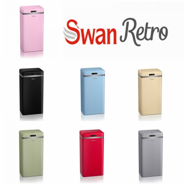 Swan SWKA4500RN Retro 45L Sensor Bin – Red