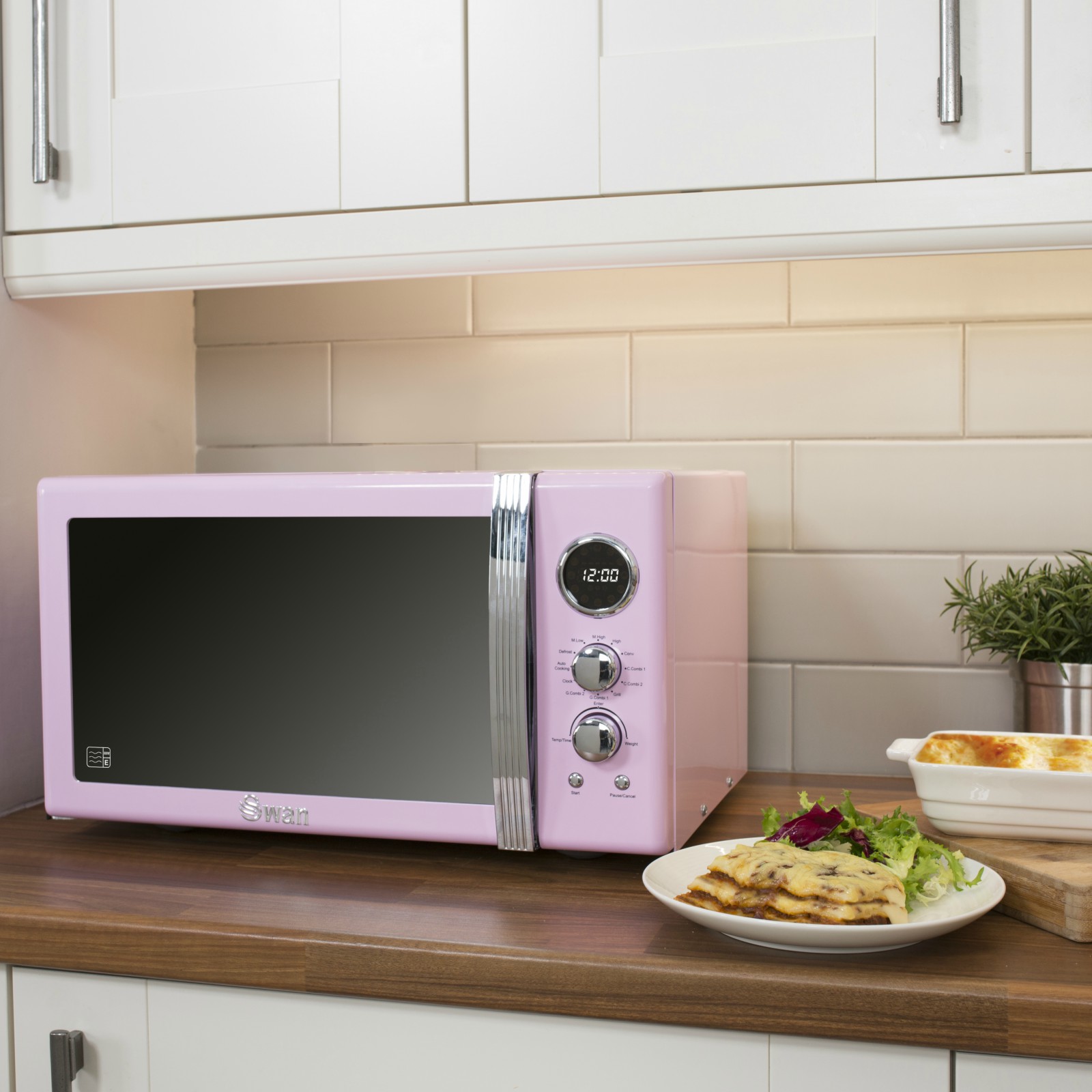Swan SM22080PN Retro Digital Combi Microwave 25L - Pink - Kettle and  Toaster Man