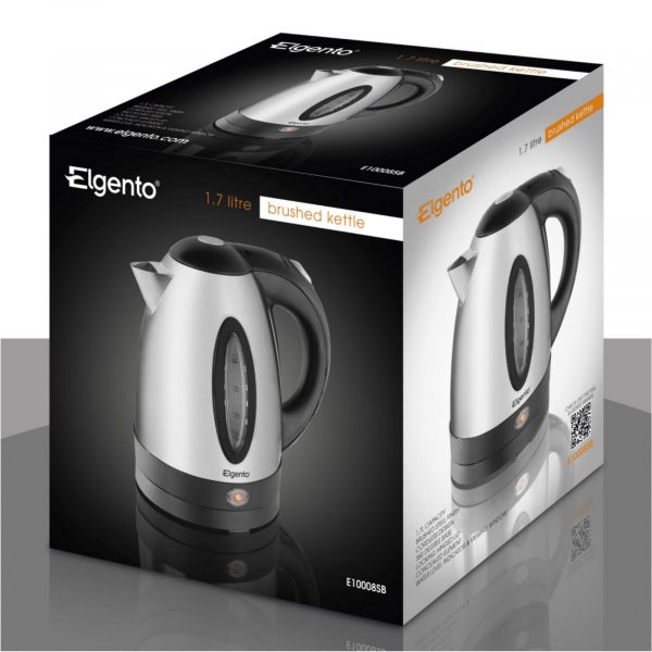Elgento E10008SB Brushed Steel Jug Kettle 1.7L 2200W - Silver - Image 2