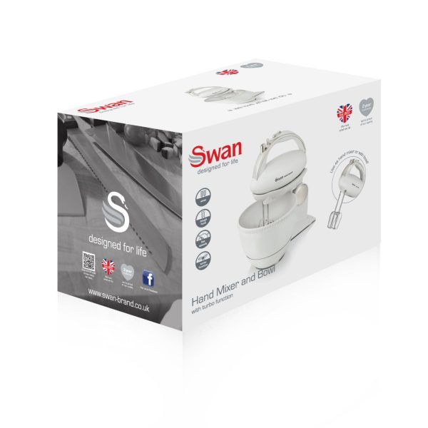 Swan SP10070N 5 Speed Hand Mixer and Bowl – White