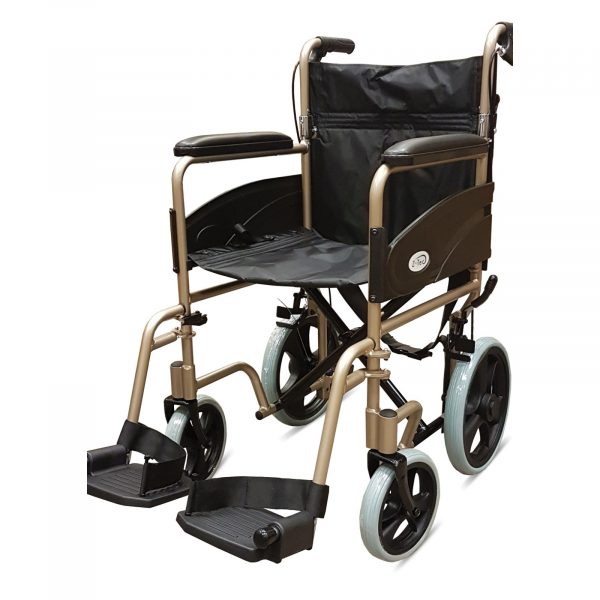 Z-Tec Folding Transit 601X Wheelchair Aluminium With Attendant Brakes Gold New