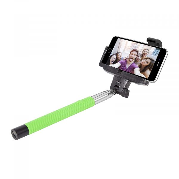 iTek I72003G Selfie Stick with Built-in Bluetooth Button – Green