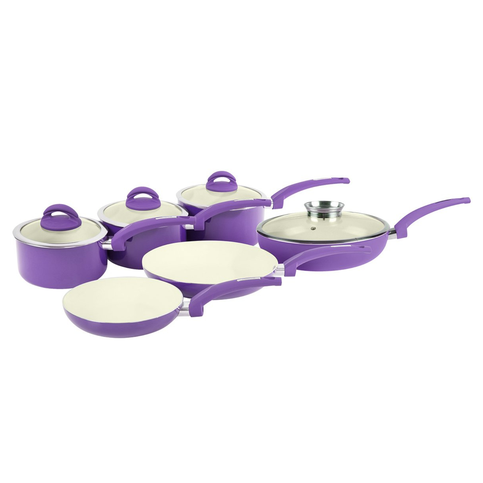Assos Elita 7 Piece Purple Granite Cookware Frying Pan Takımı home