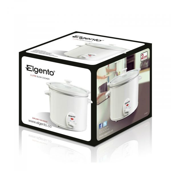 Elgento E16002 Slow Cooker 3L – White