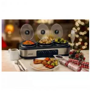 Gourmet GTSC002 Triple 3.9L Slow Cooker Grey