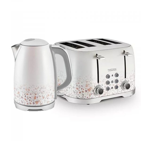 Tower Terrazzo Kettle and 4 Slice Toaster Set