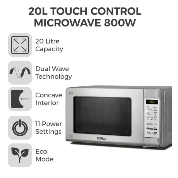 Tower KOR6M5RT Duel Wave Touch Control Microwave 800w Brand New