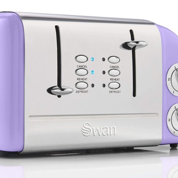 Swan ST34020PURN Retro 4 Slice Toaster Purple Brand New - Image 3