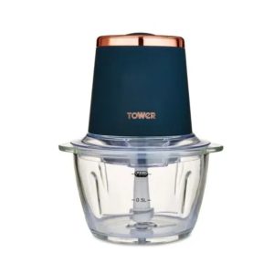 Tower T12058MNB Cavaletto 350W GLASS MINI CHOPPER – BLUE AND ROSE GOLD Brand New