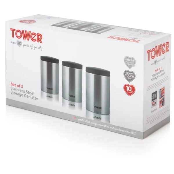 Tower 3 Stainless Steel Cannisters T80103
