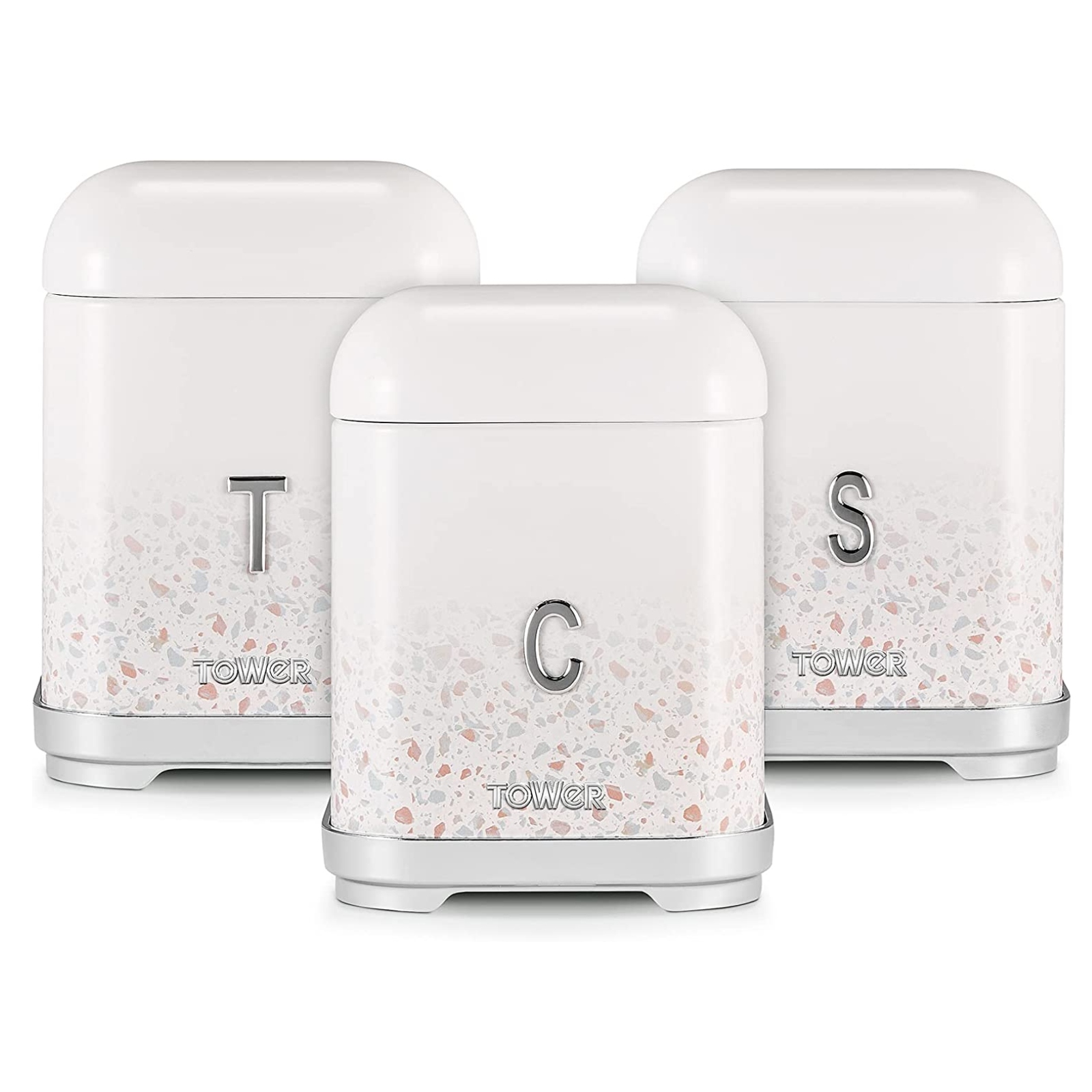 Terrazzo T826151TAN Set of 3 Canisters White Brand New