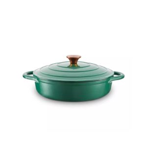 28cm shallow casserole cast iron verdigris green bo800253grn Cast Iron casserole pot