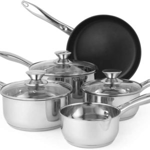 Russell Hobbs BW06572 Classic Collection 5 Piece Pan Set, 14/16/18/20/24 cm, Stainless Steel, Non-Stick, Suitable for Induction, Gas and Electric Hobs