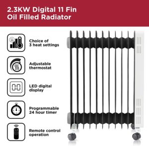 EMPERATURE CONTROL: Choose your preferred temperature with a heat range of 7 – 35 degrees, giving you optimum heat 24 HOUR TIMER: Schedule the radiator to come on and off tailored to your busy timetable, keeping your home warm upon your return