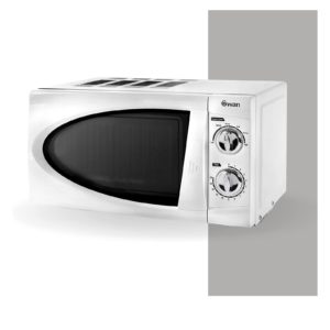 Swan SM3090LN 800 Watt Manual Microwave Oven Easy to clean tempered glass turntable and features a large 20 litre capacity suitable for a standard 9 inch dinner plate