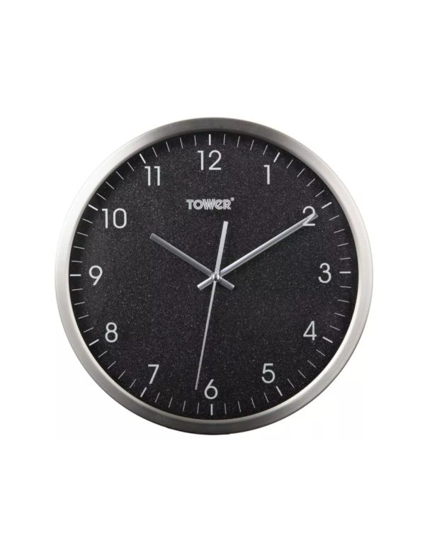 Tower T878503BLK Glitz 30cm Wall Clock Black
