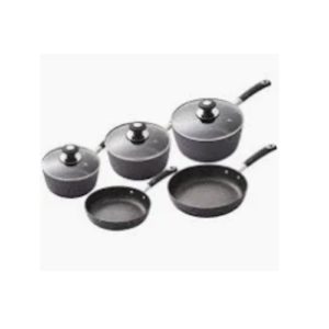 Tower T900110 Precision 5 Piece Stone Coated Pan Set 5 PIECE PAN SET: Includes 3 saucepans 18/20/22cm and 2 frying pans 20/28cm for creating a range of meals with quality results every time BLACK DIAMOND COATING: Stone-reinforced coating is 7 times stronger than standard non-stick coating, requiring little or no oil for healthier cooking