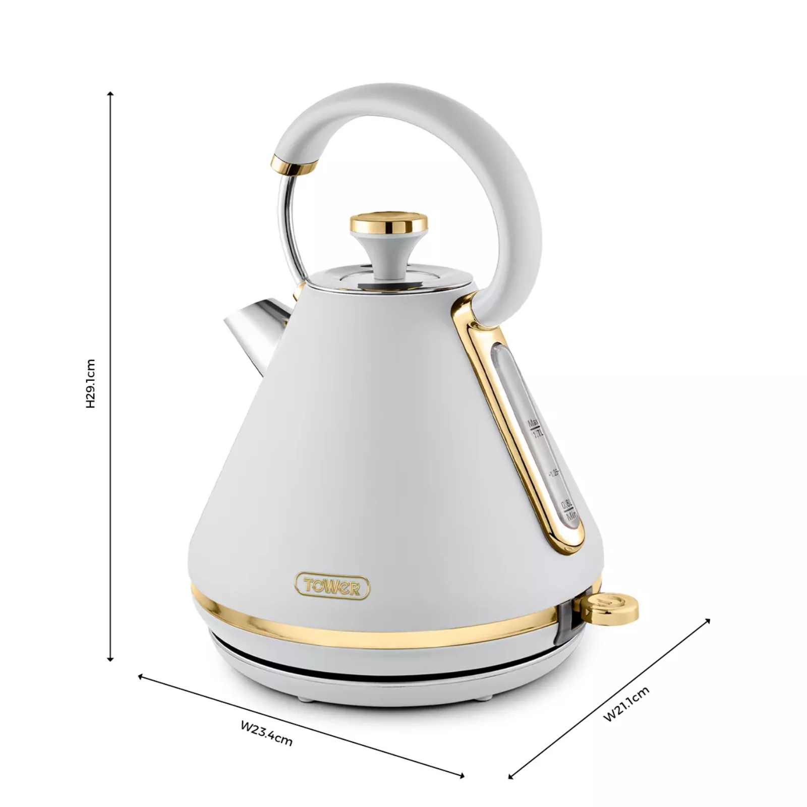 Tower T10044WHT Champagne Gold Edition 1.7 Litre Pyramid Kettle Optic White Tower T10044WHT Champagne Gold Edition 1.7 Litre Pyramid Kettle Optic White - Image 4