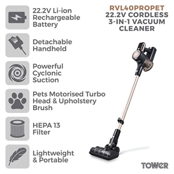 Tower T513004BLG 22.2V Cordless 3in1 Vacuum Cleaner