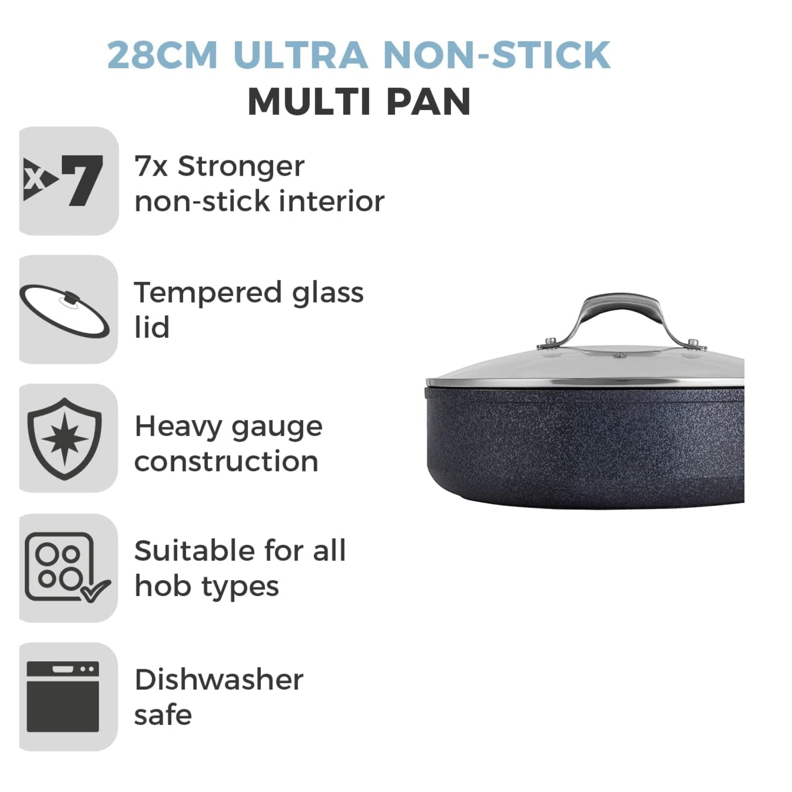TOWER T800033 FORGED HEAVY GAUGE ALUMINIUM 28CM ULTRA NON STICK MULTI PAN TOWER T800033 FORGED HEAVY GAUGE ALUMINIUM 28CM ULTRA NON STICK MULTI PAN - Image 3