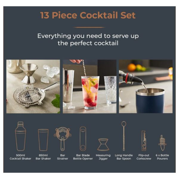 Tower T879030MNB Cavaletto 13 Piece Cocktail Making Set