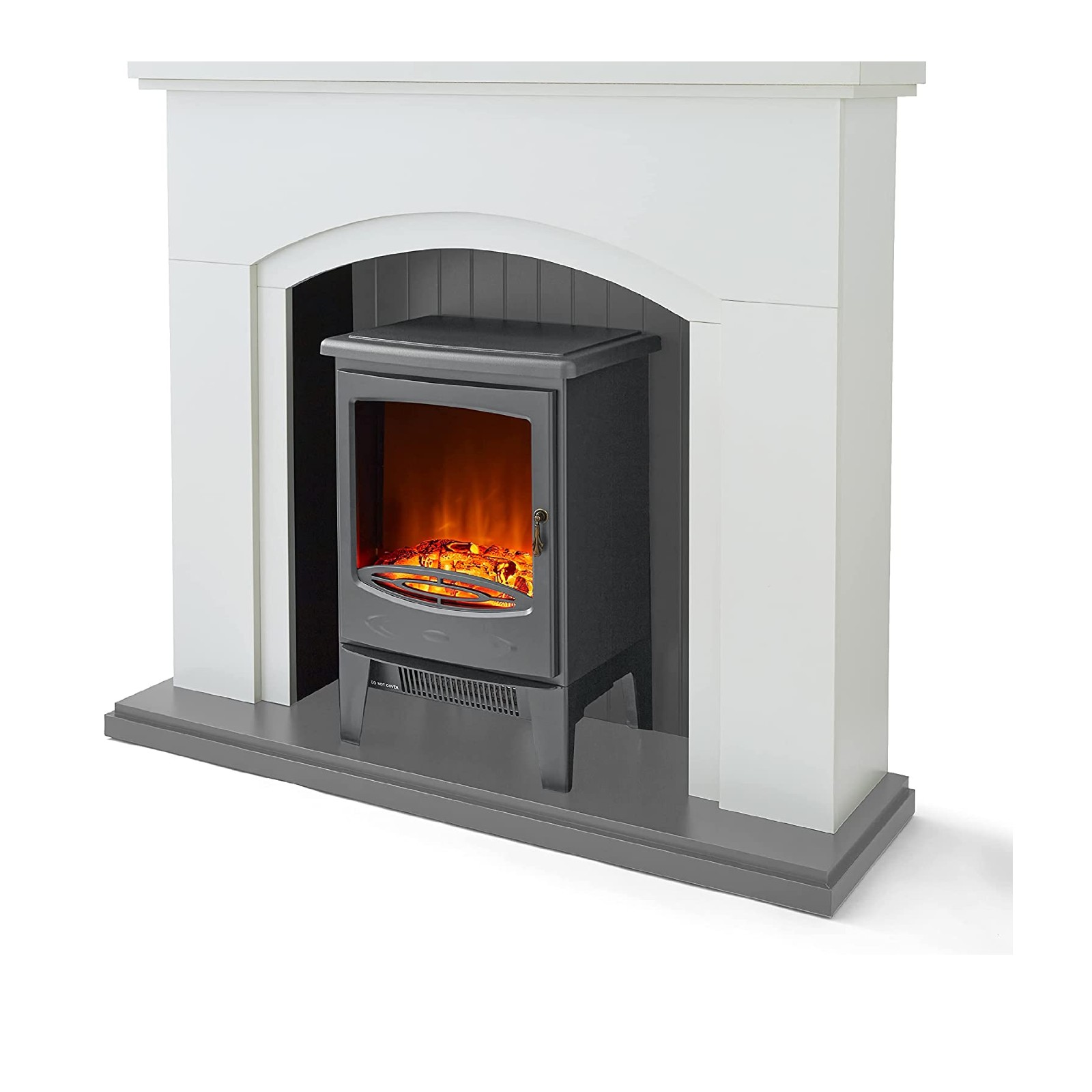 Fireplace Suite with Two Heat Settings and an Adjustable Thermostat, 1850W, Grey and Black