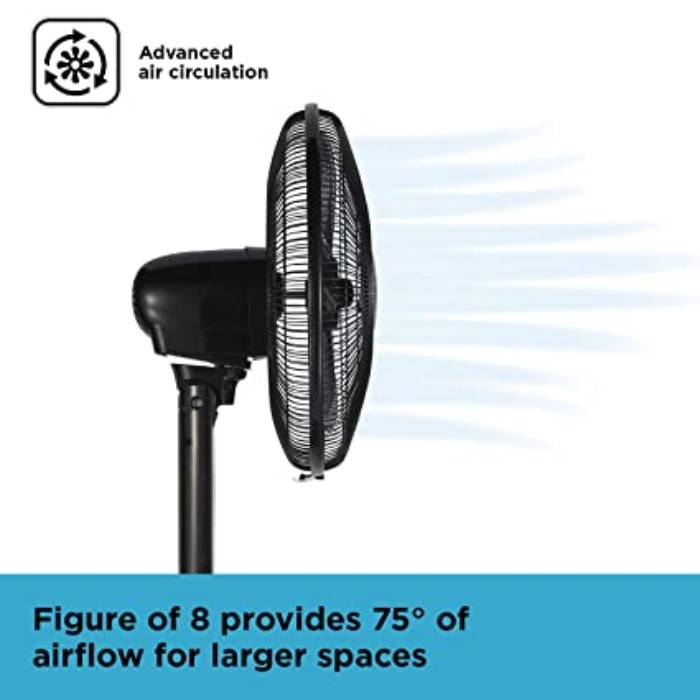 Black And Decker BXFP51006GB 16 Inch Pedestal Fan With Figure Of 8 Oscillation Black Black And Decker BXFP51006GB 16 Inch Pedestal Fan With Figure Of 8 Oscillation Black - Image 3
