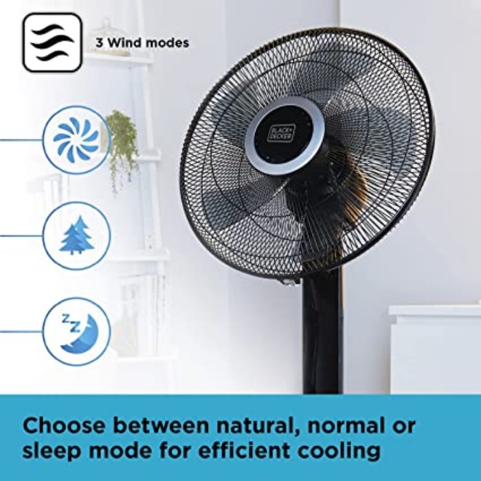 Black And Decker BXFP51006GB 16 Inch Pedestal Fan With Figure Of 8 Oscillation Black Black And Decker BXFP51006GB 16 Inch Pedestal Fan With Figure Of 8 Oscillation Black - Image 4