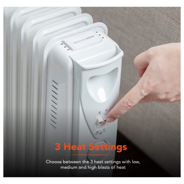Warmlite WL43005YTW 11 Fin Oil Filled Radiator With Timer White - Image 3