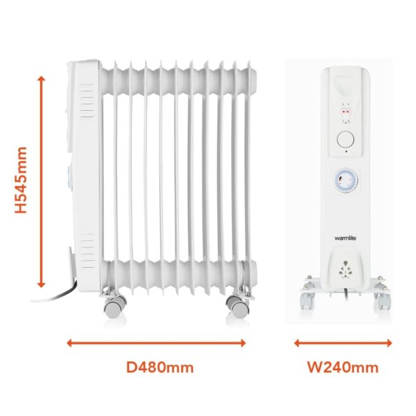 Warmlite WL43005YTW 11 Fin Oil Filled Radiator With Timer White - Image 5