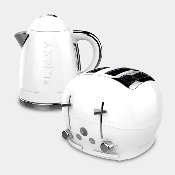 The Funky Appliance Company FK01FT01WHITE Kettle and Toaster Set White