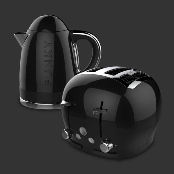 The Funky Appliance Company FK01FT01BLACK Kettle And Toaster Set Black