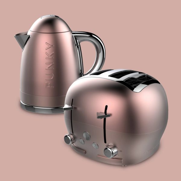 The Funky Kettle And Toaster Set, Rose Gold