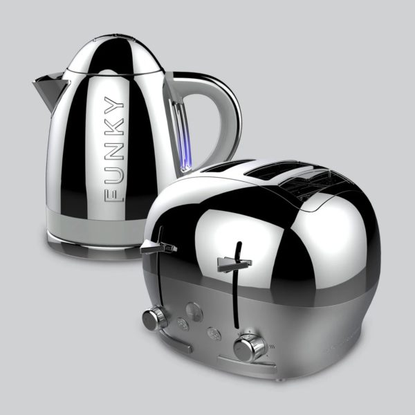 The Funky Kettle And Toaster Set, Chrome
