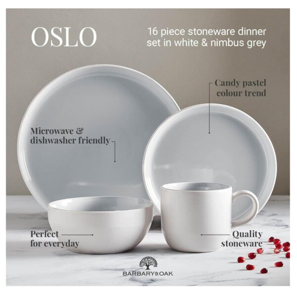 Barbary Oak  B0867004GRN Oslo 16 piece Stoneware Dinner Set