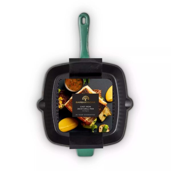 Barbary And Oak Foundry Cast Iron 26cm Grill Pan Green