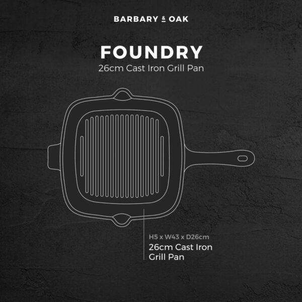 Barbary And Oak BO800256GRN Foundry Cast Iron 26cm Grill Pan Green - Image 3
