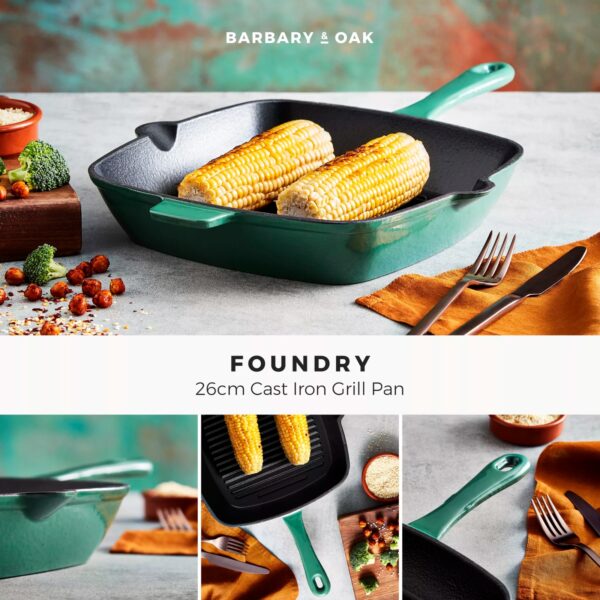 Barbary And Oak BO800256GRN Foundry Cast Iron 26cm Grill Pan Green - Image 4