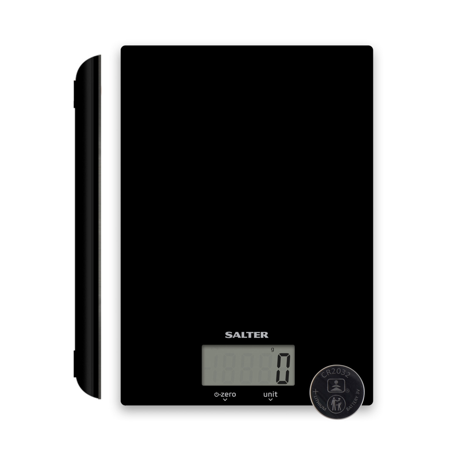 Salter 1170BKDR Ultra Slim Glass Digital Kitchen Scale Black