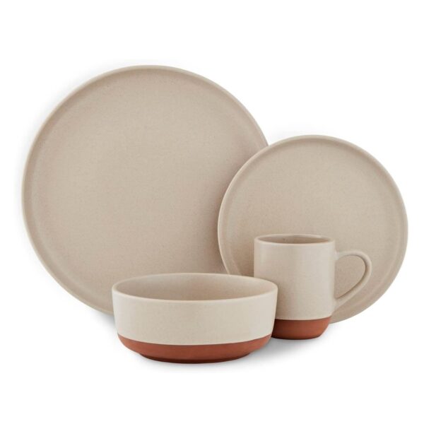 Barbary and Oak B0867014STN Verona 16pc Dinnerware Set Stone