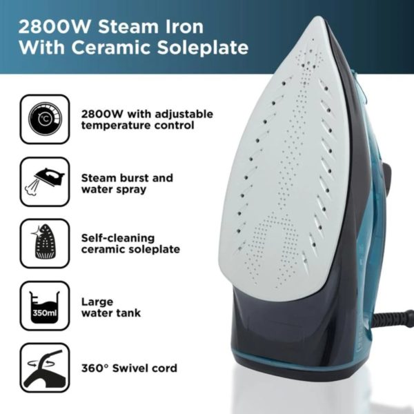 Black And Decker BXIR22002GB 2800W Steam Iron Blue - Image 2