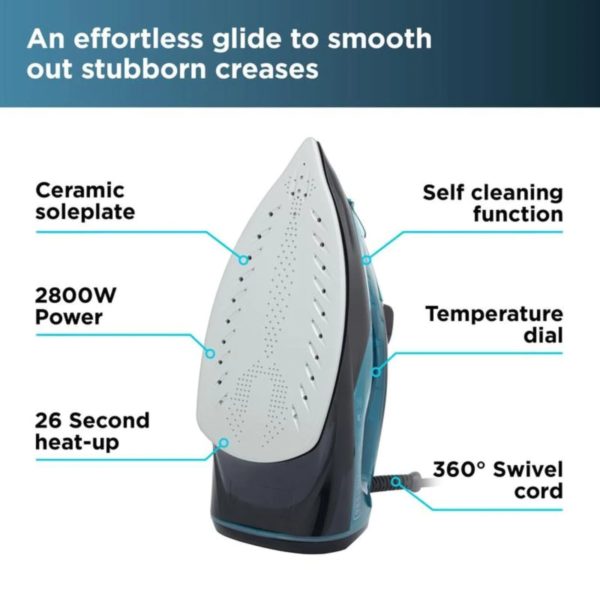 Black And Decker BXIR22002GB 2800W Steam Iron Blue - Image 3