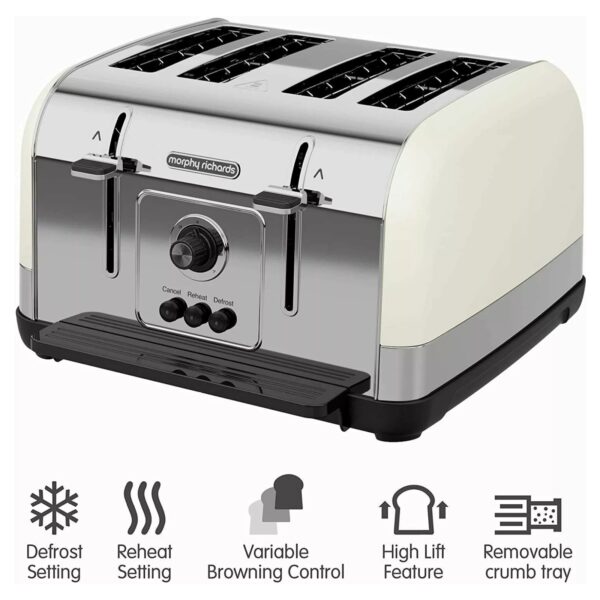 Morphy Richards 240132 Venture 4 Slice Toaster Cream