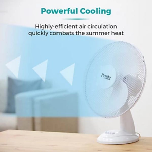 Tower PT600002 Presto 12 Inch Desk Fan White - Image 3