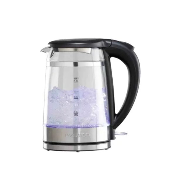 Daewoo SDA2539 3KW 1.5L Rapid Boil Glass Kettle Black - Image 2