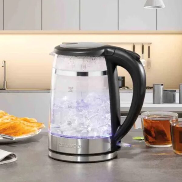 Daewoo SDA2539 3KW 1.5L Rapid Boil Glass Kettle Black - Image 4