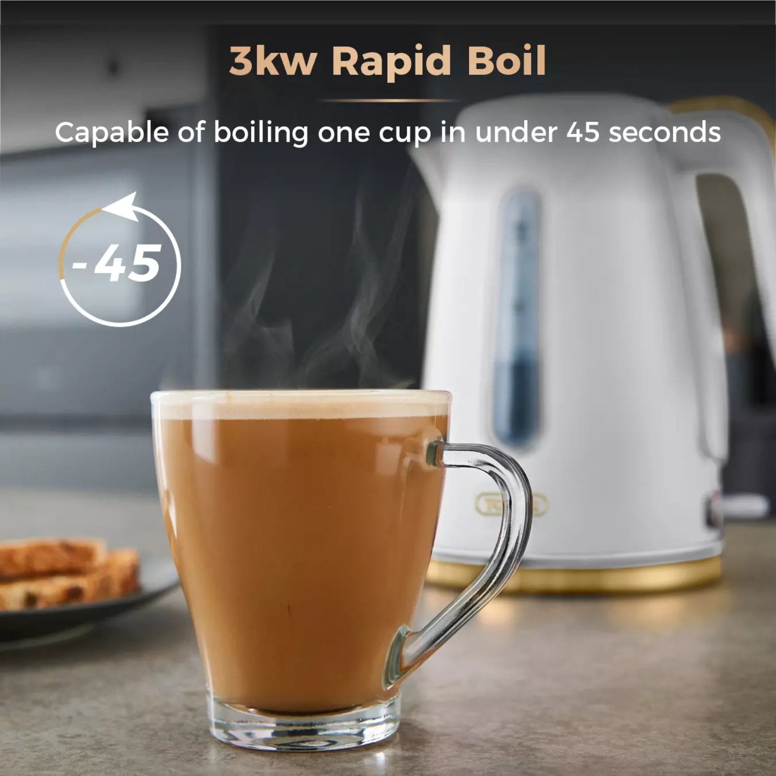 Tower T10066WHT Cavaletto Champagne Gold Edition Jug Kettle Optic White Tower T10066WHT Cavaletto Champagne Gold Edition Jug Kettle Optic White - Image 3