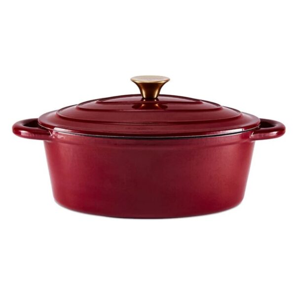 Barbary And Oak 29cm Oval Casserole Dish Cast Iron Bordeaux Red